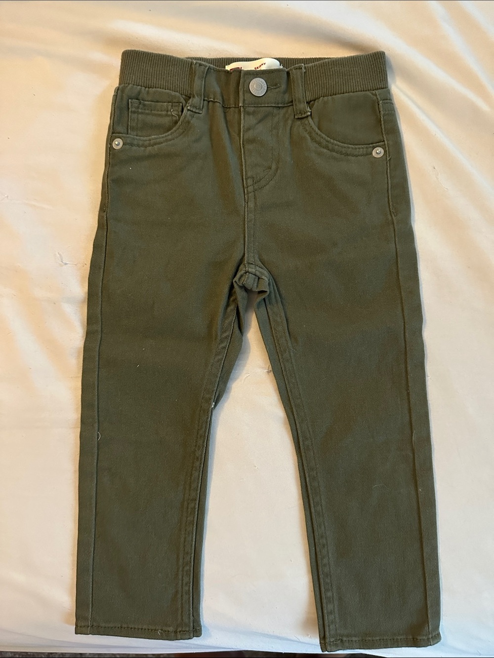 Kids Olive Green Stretch Pants